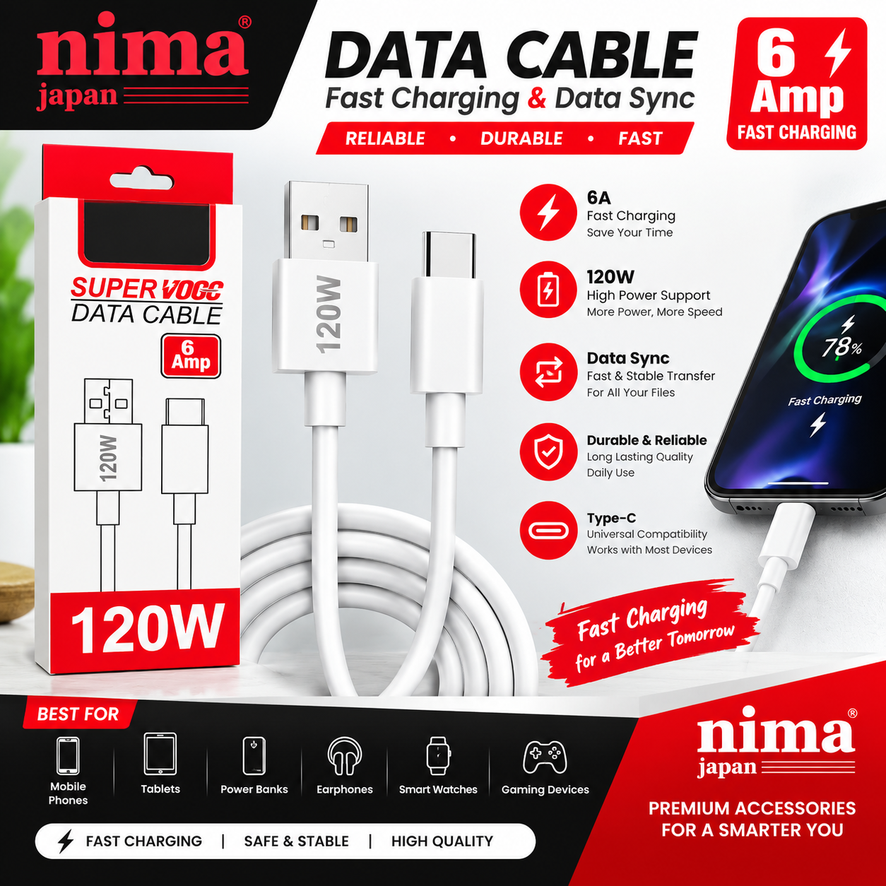 6A Fast Charging Cable With Packing